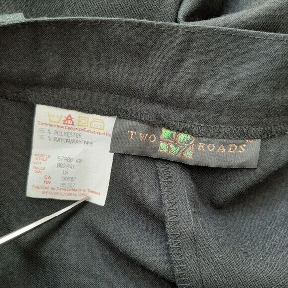TWO ROADS | Vintage Trousers High Waist Pleats Dress Pants Belt Black Neutral L - Picture 9 of 12